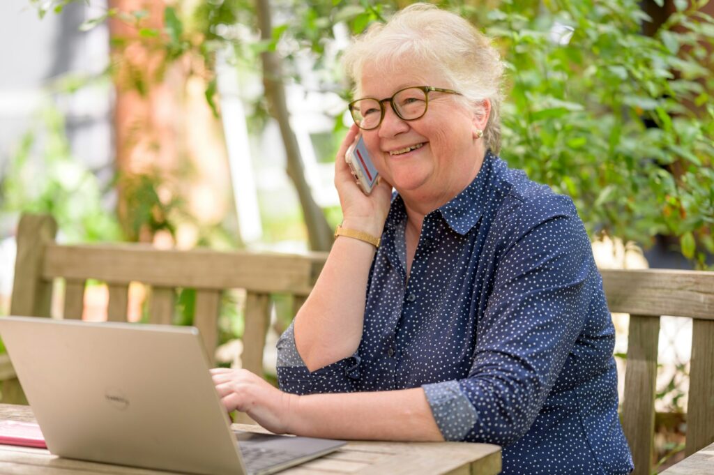Senior on phone